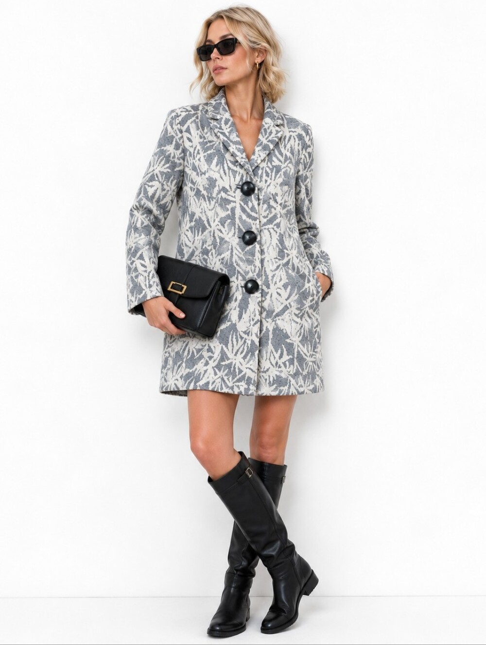 Shannon Passero Jacket Blazer Coastal Grandma Palm Leaf Jacquard Knit Small
